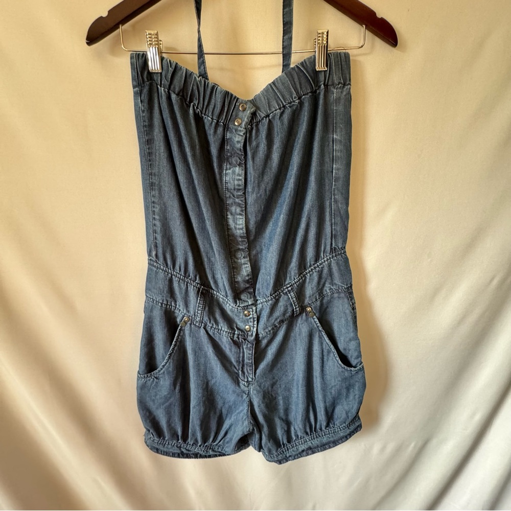 LN-Sisley denim stapless/halter romper